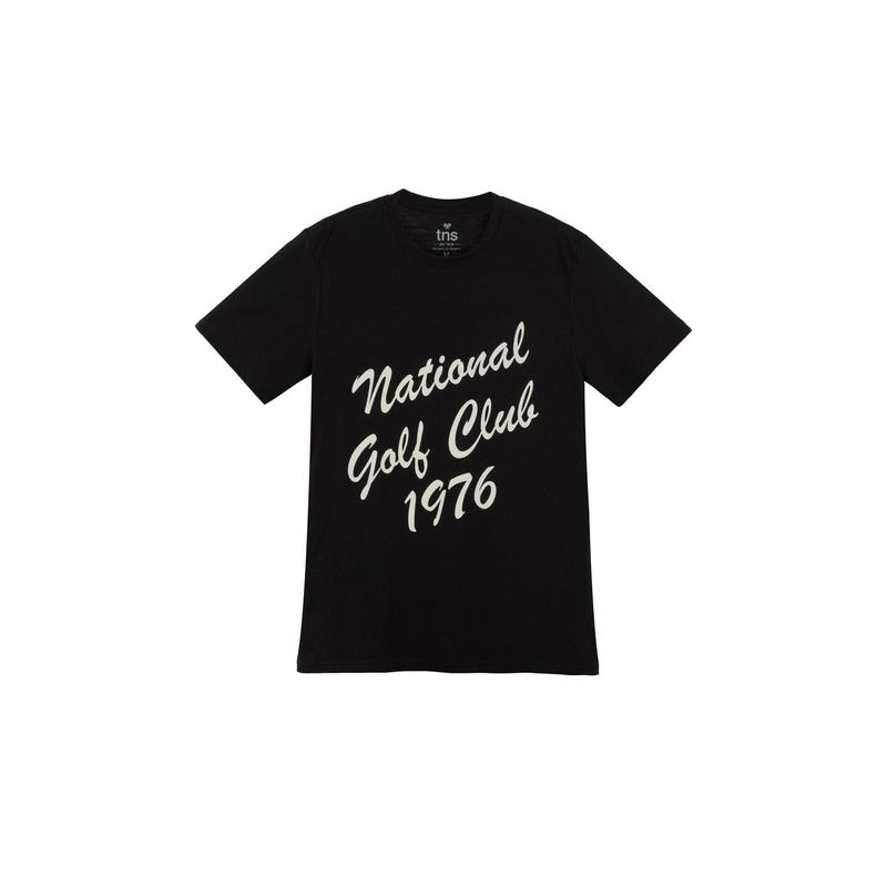 TENNIS - Camiseta negra estampada en frente para hombre