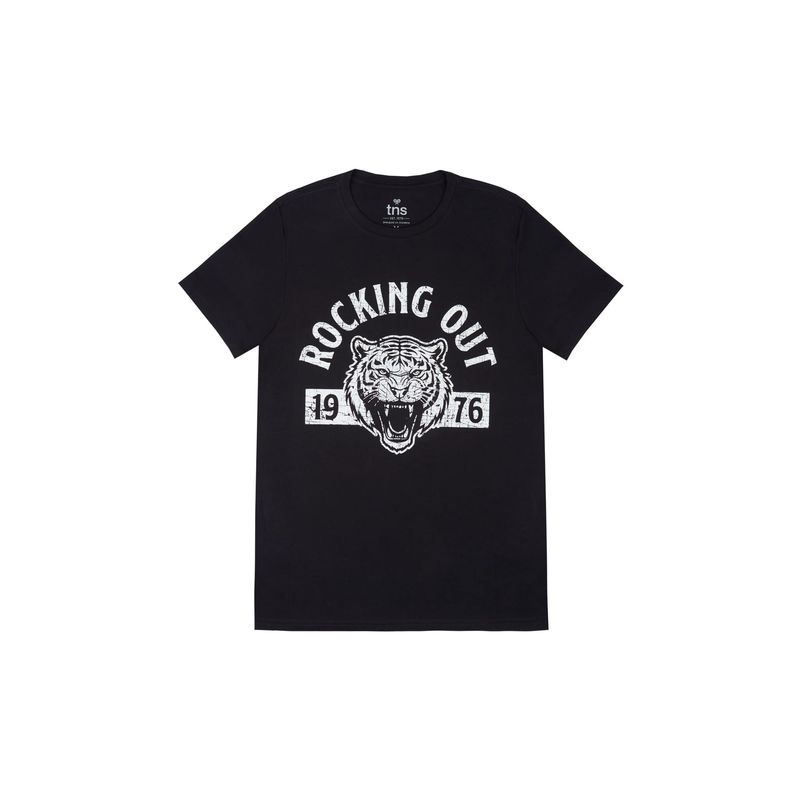 TENNIS - Camiseta básica estampada negra para hombre