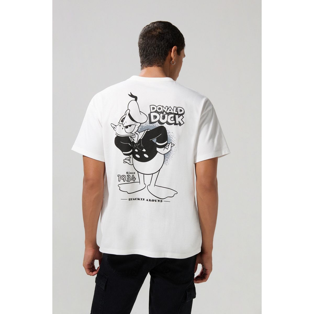 KOAJ - KOAJ Camiseta oversize crema manga corta de Mickey & Friends Hombre