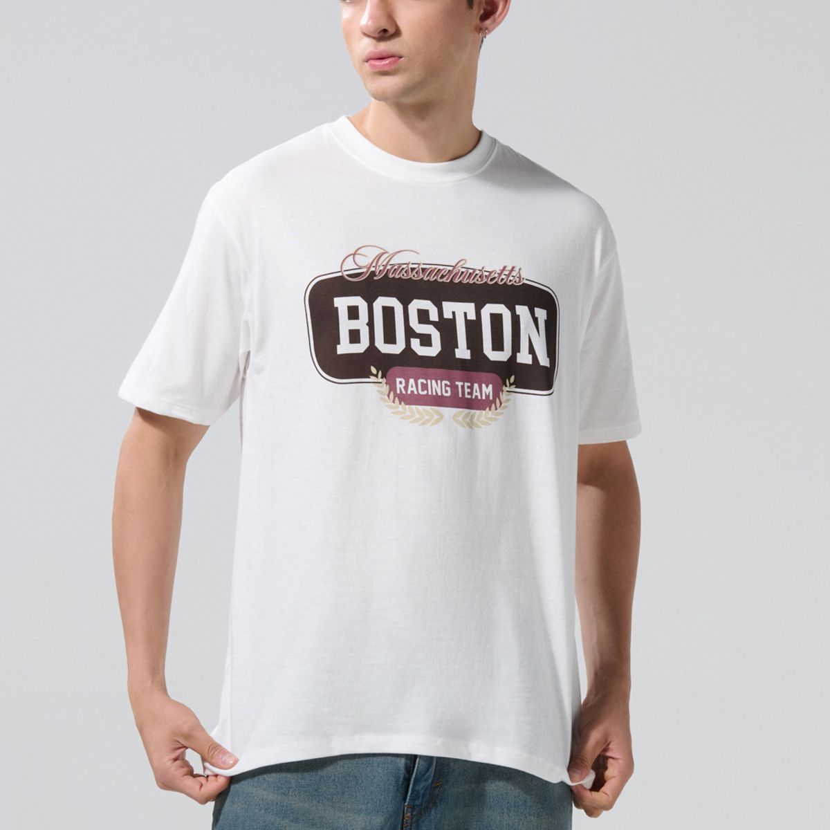 KOAJ - KOAJ Camiseta manga corta unicolor con para hombre cuello re Hombre