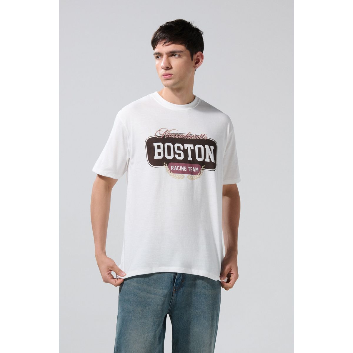 KOAJ - KOAJ Camiseta manga corta unicolor con para hombre cuello re Hombre