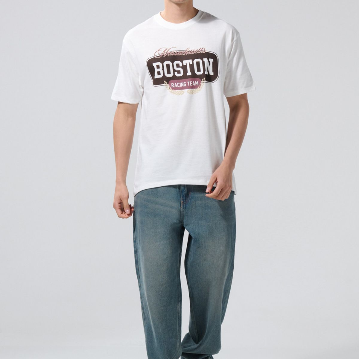 KOAJ - KOAJ Camiseta manga corta unicolor con para hombre cuello re Hombre