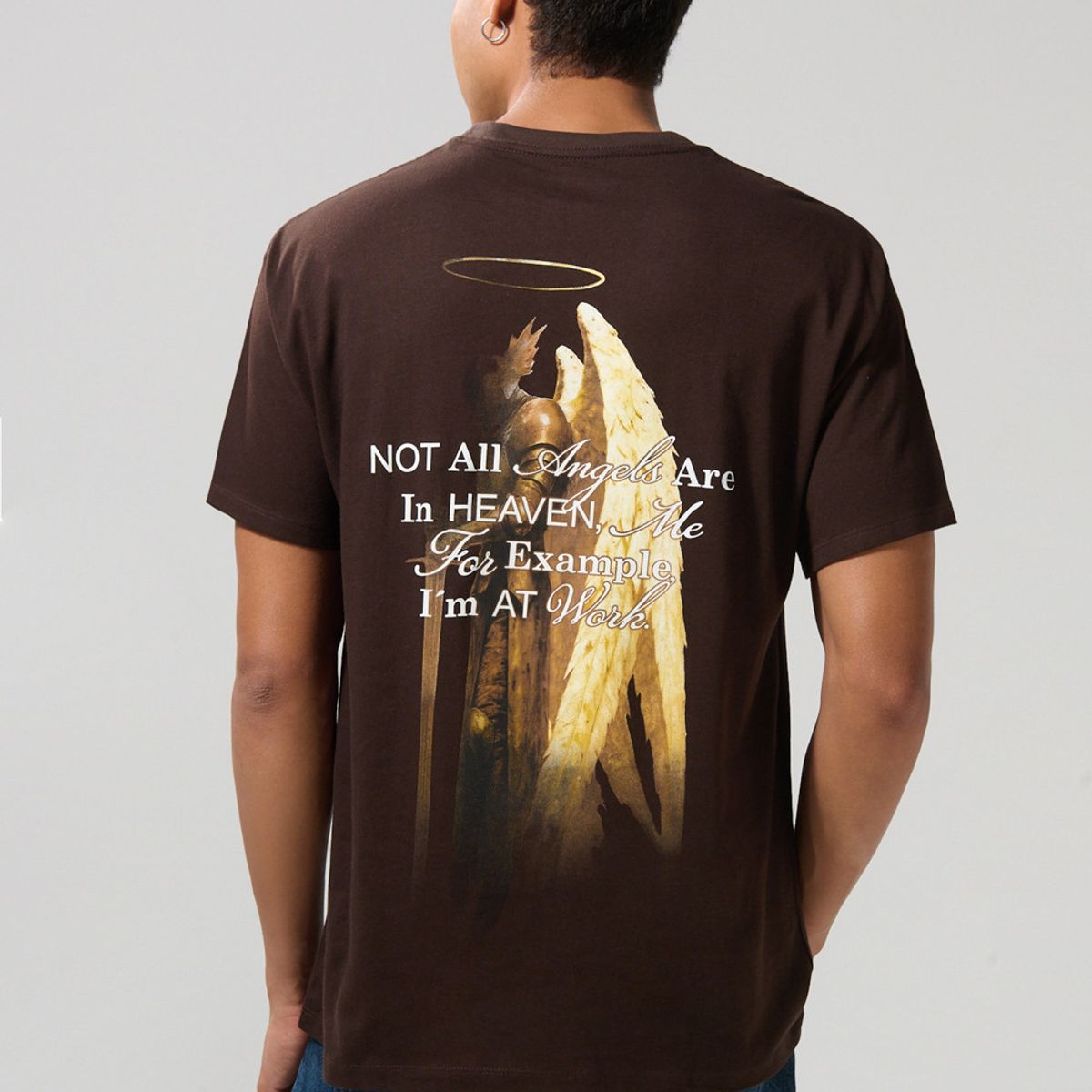 KOAJ - KOAJ Camiseta unicolor oversize manga corta estampada en alg Hombre