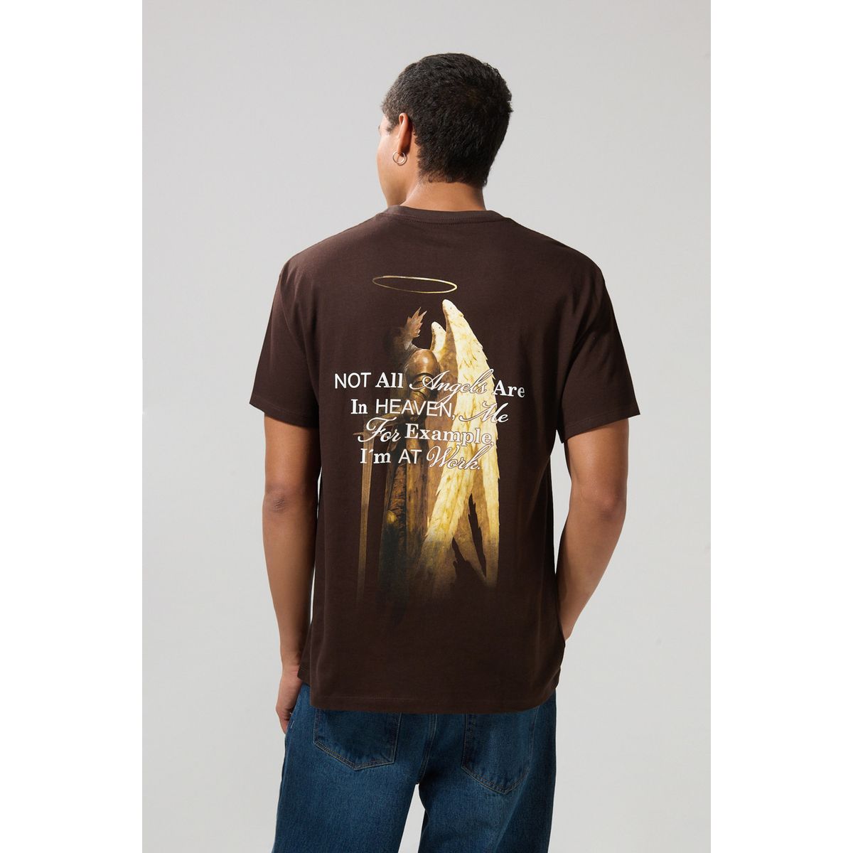 KOAJ - KOAJ Camiseta unicolor oversize manga corta estampada en alg Hombre