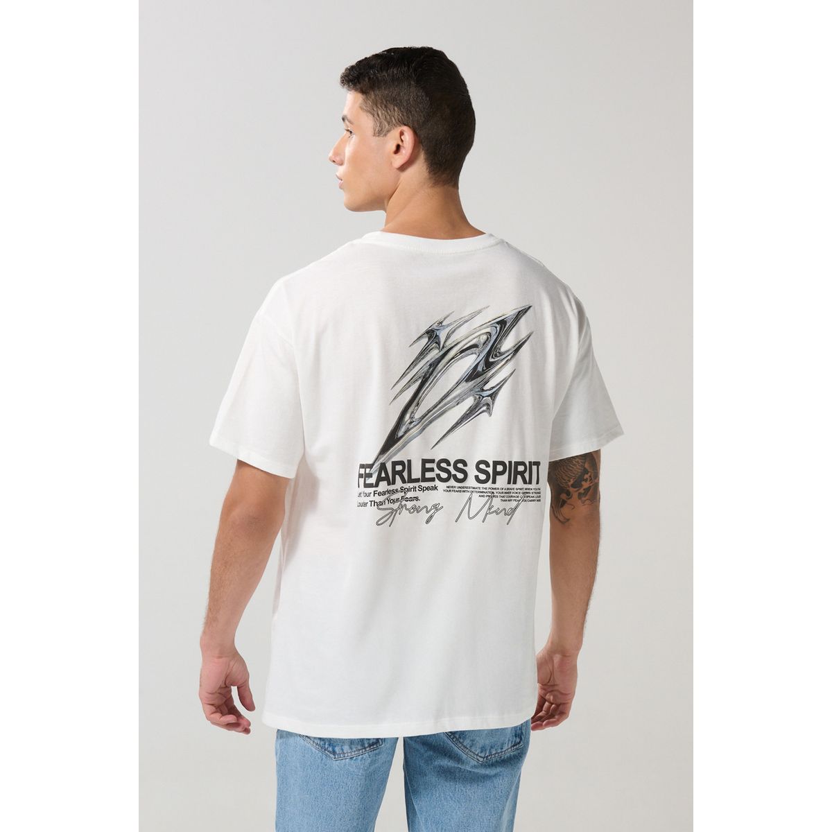 KOAJ - KOAJ Camiseta unicolor oversize manga corta estampada en alg Hombre