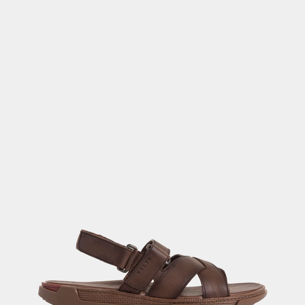 VELEZ - Vélez Sandalia Plana Monet Cuero Hombre Capellada Cruzada Cafe