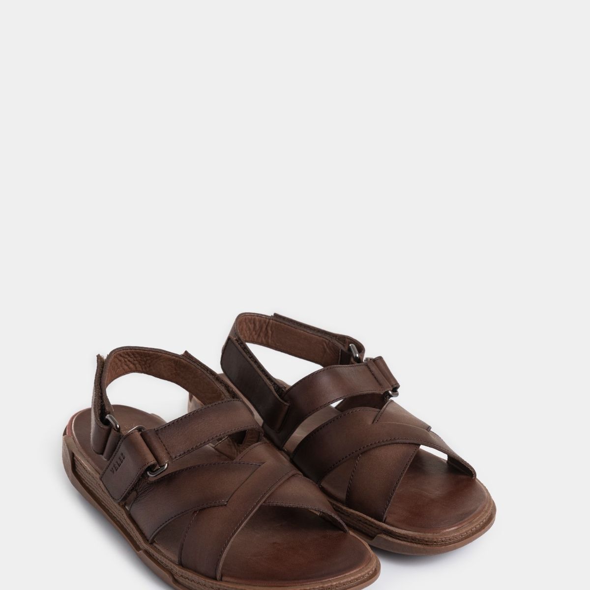 VELEZ - Vélez Sandalia Plana Monet Cuero Hombre Capellada Cruzada Cafe