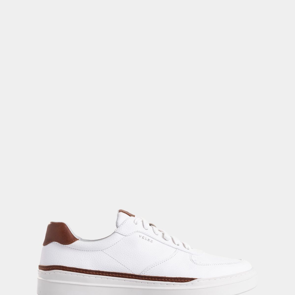 VELEZ - Vélez Tenis Whited De Cuero Para Hombre Detalle Contraste Blanco