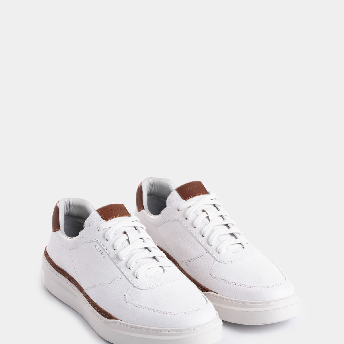 VELEZ - Vélez Tenis Whited De Cuero Para Hombre Detalle Contraste Blanco