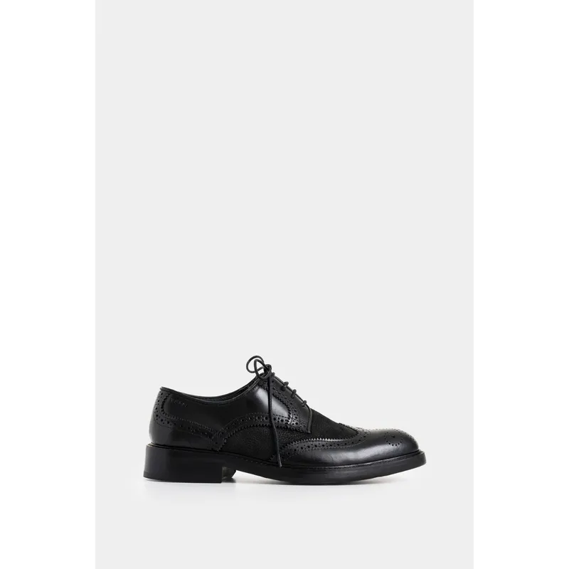 VELEZ - Vélez Zapatos Cordón Solar Cuero Hombre Combinación De Texturas Negro