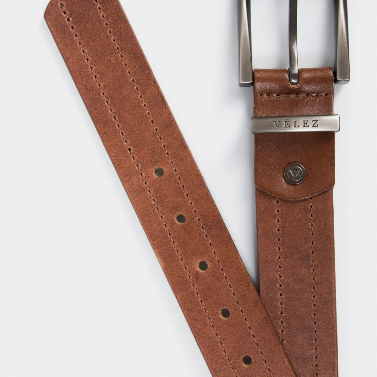 VELEZ - Vélez Cinturón Unifaz Coraje Cuero Hombre Pasador Metálico Miel