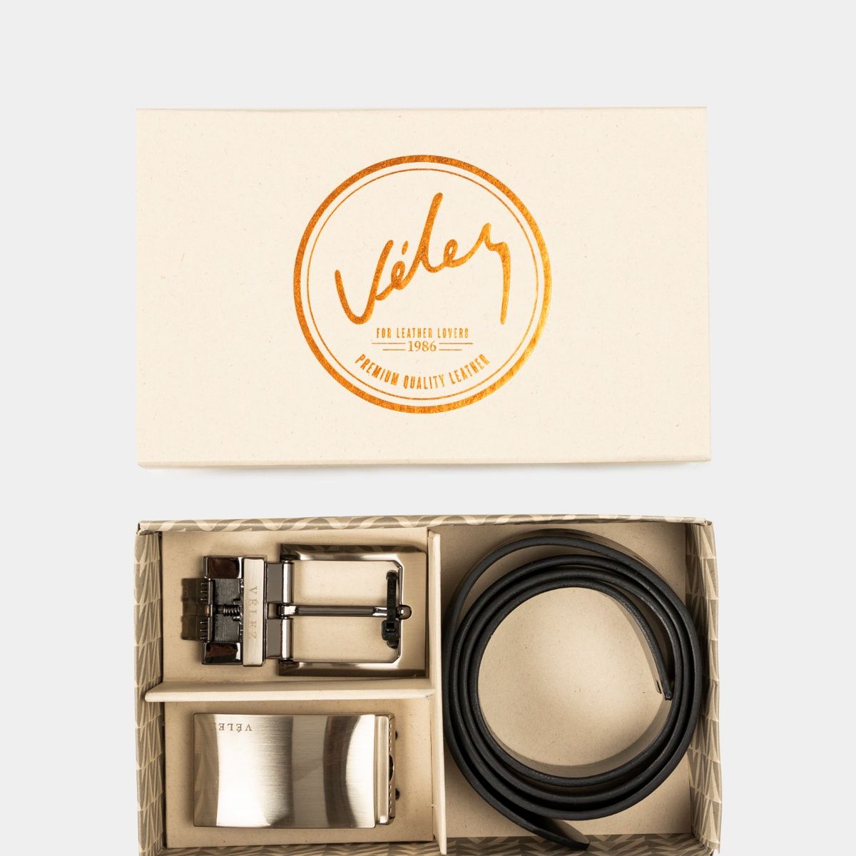 VELEZ - Vélez Kit Cinturón Doble Faz Formal Cuero Hombre Herraje Combinado