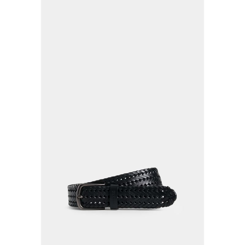 VELEZ - Vélez Cinturón Unifaz Petunia Cuero Hombre Tejido Trenzado Negro