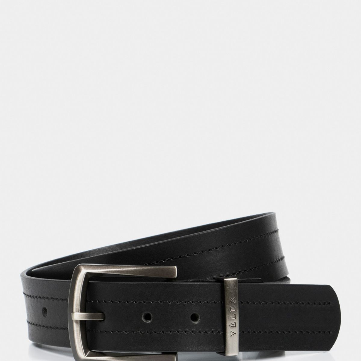 VELEZ - Vélez Cinturón Unifaz Coraje Cuero Hombre Pasador Metálico Negro