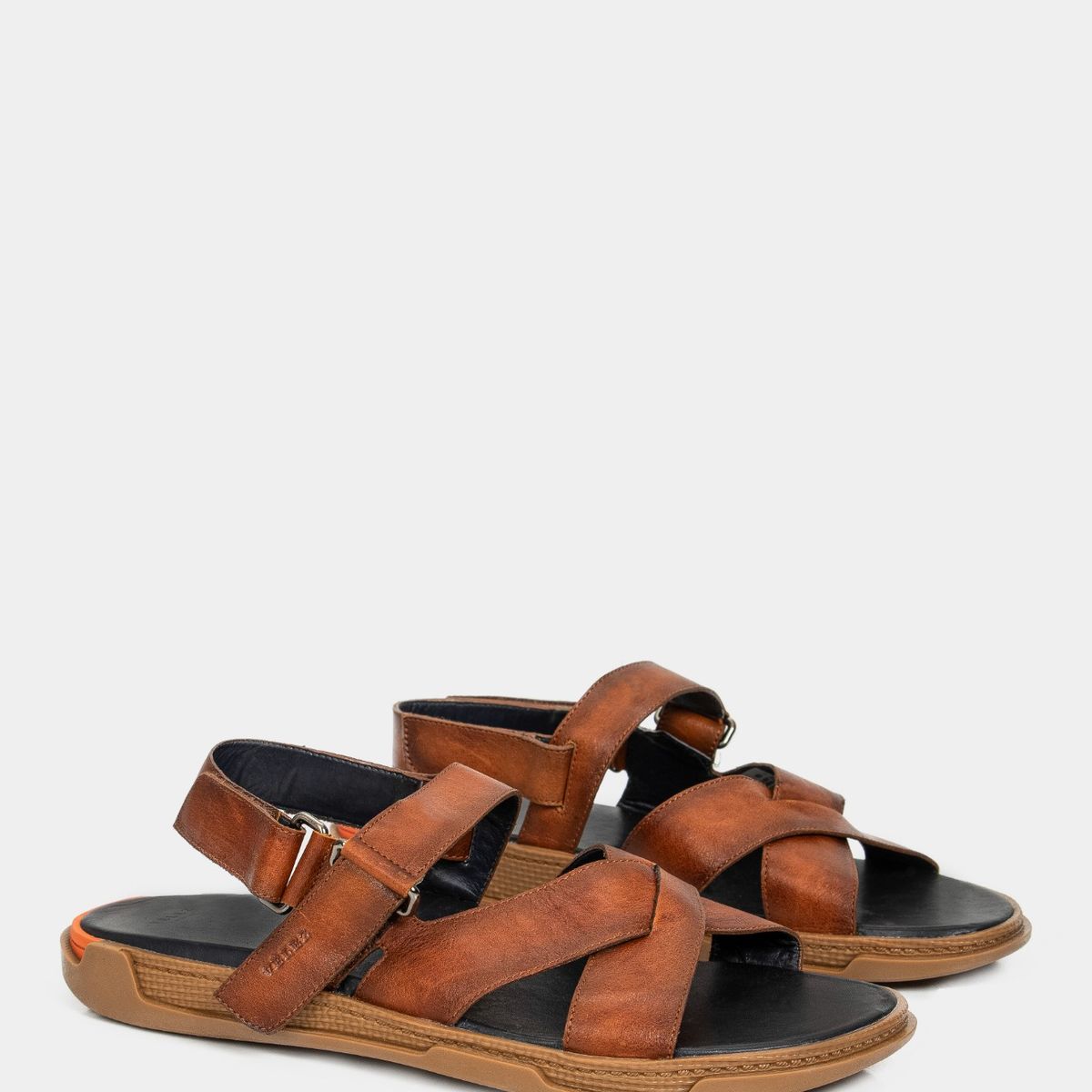 VELEZ - Vélez Sandalia Plana Monet Cuero Hombre Capellada Cruzada Miel