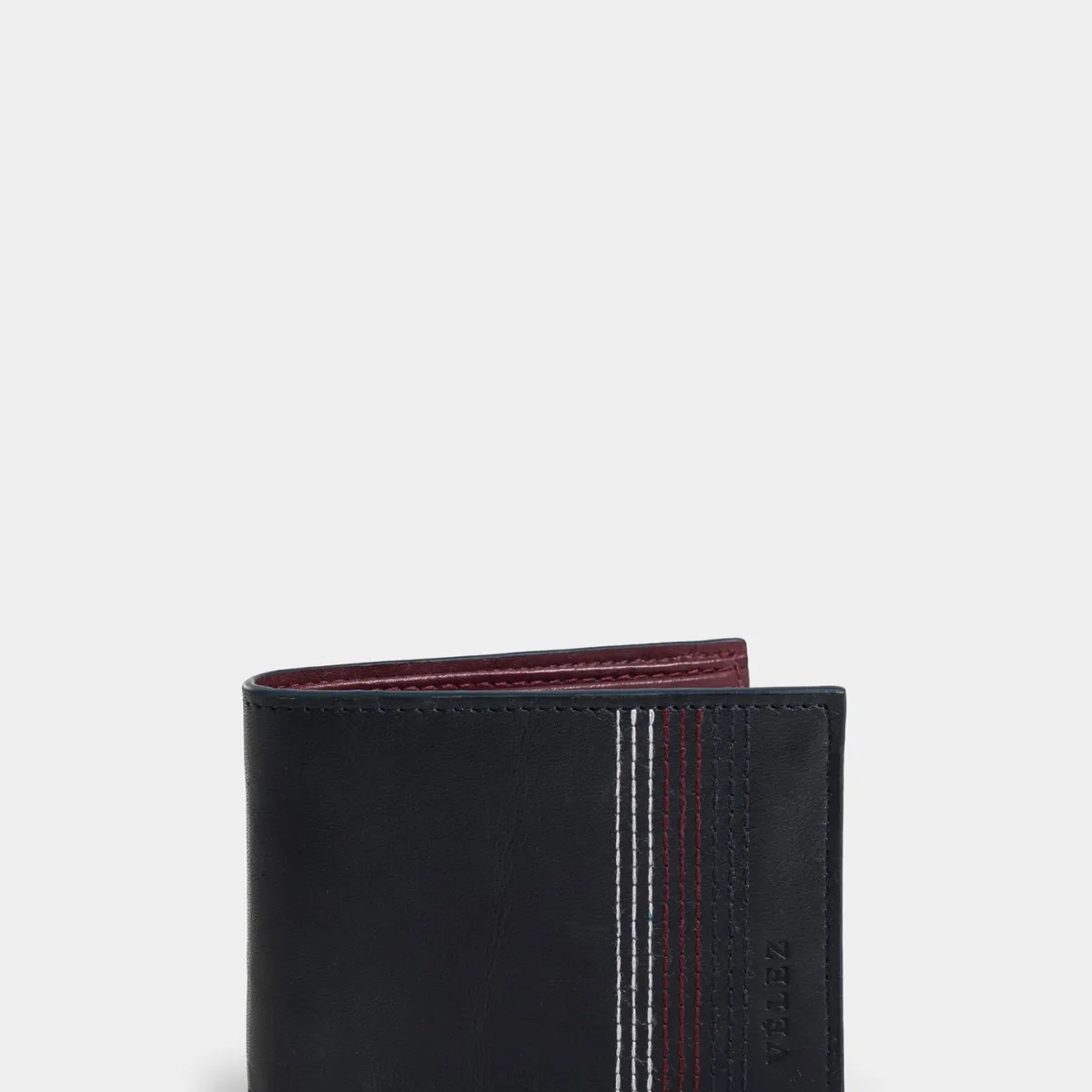 VELEZ - Vélez Billetera De Cuero Costuras Decorativas