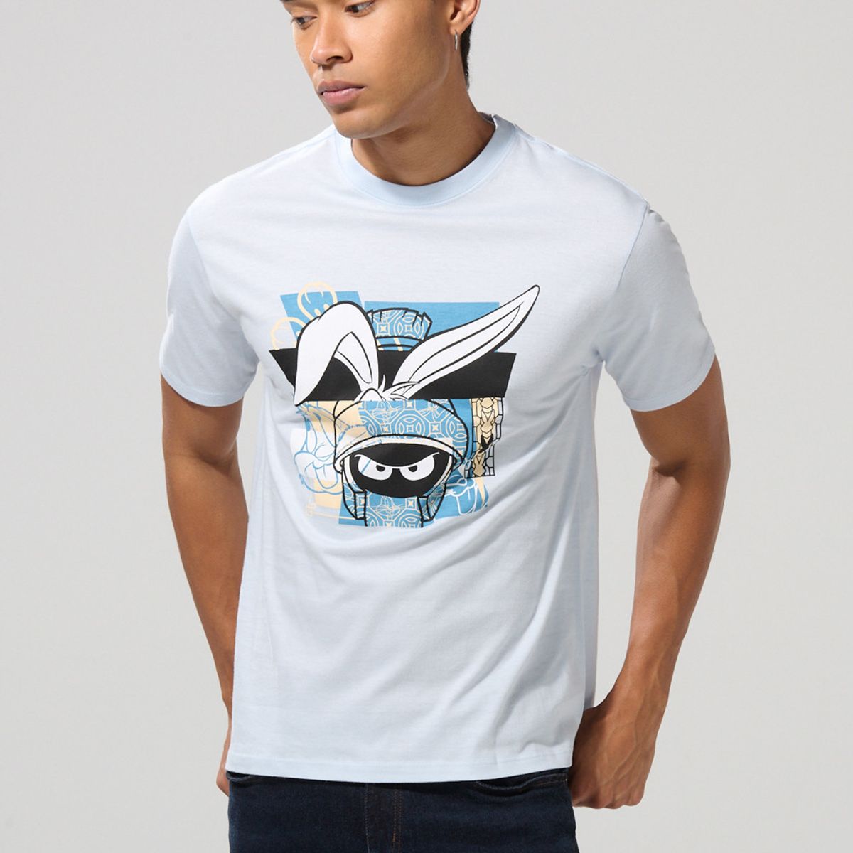 KOAJ - KOAJ Camiseta azul clara manga corta de Looney Tunes Hombre
