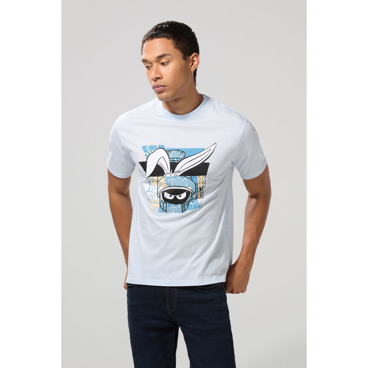 KOAJ - KOAJ Camiseta azul clara manga corta de Looney Tunes Hombre