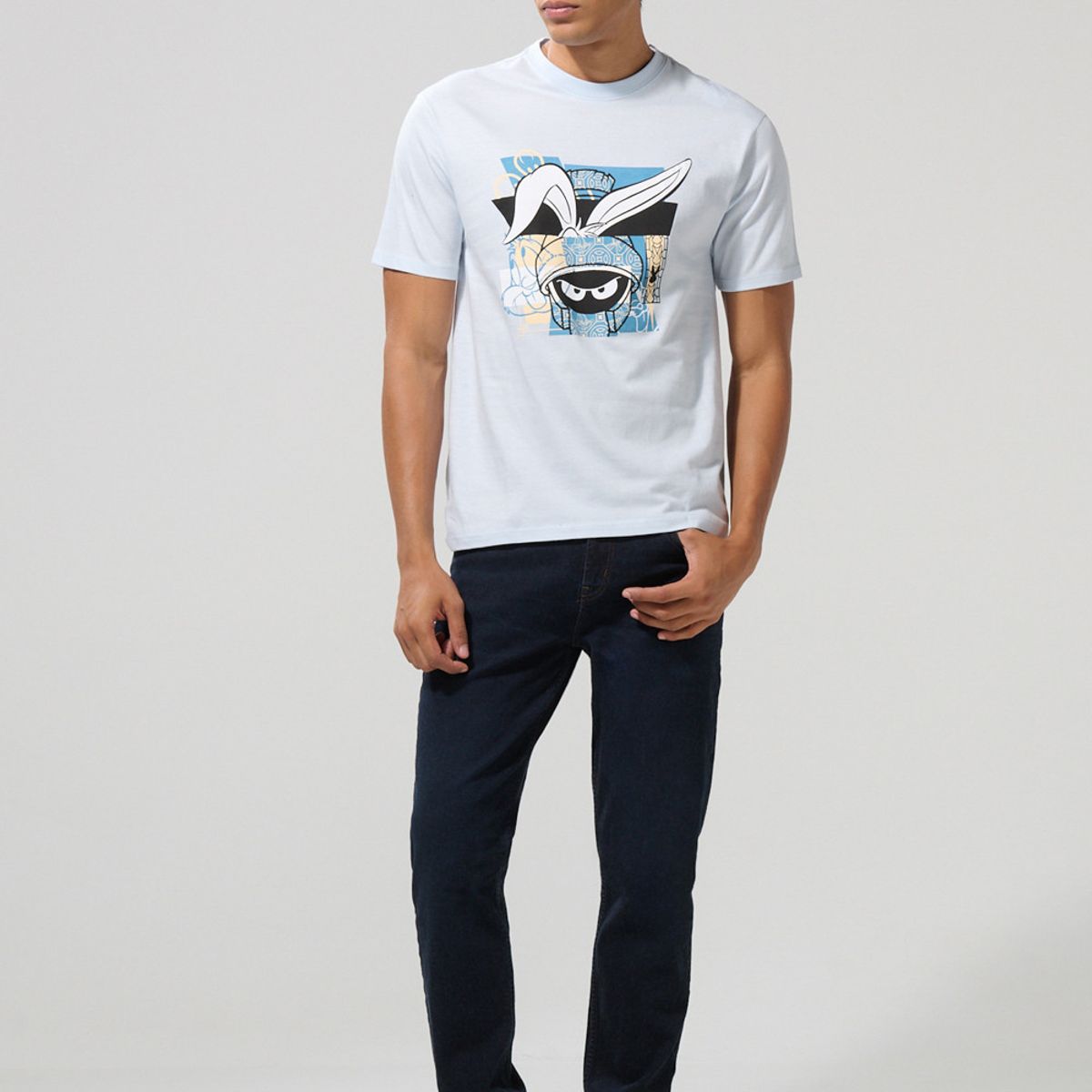KOAJ - KOAJ Camiseta azul clara manga corta de Looney Tunes Hombre