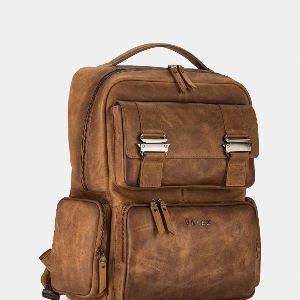 VELEZ - Vélez Morral Barceló Cuero Efecto Espazolado Hombre Chapas Frontales