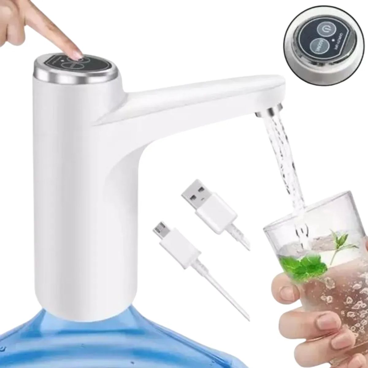 GENERICO - Bomba Dispensador Agua Botellón Eléctrico 2 Modos Recargable