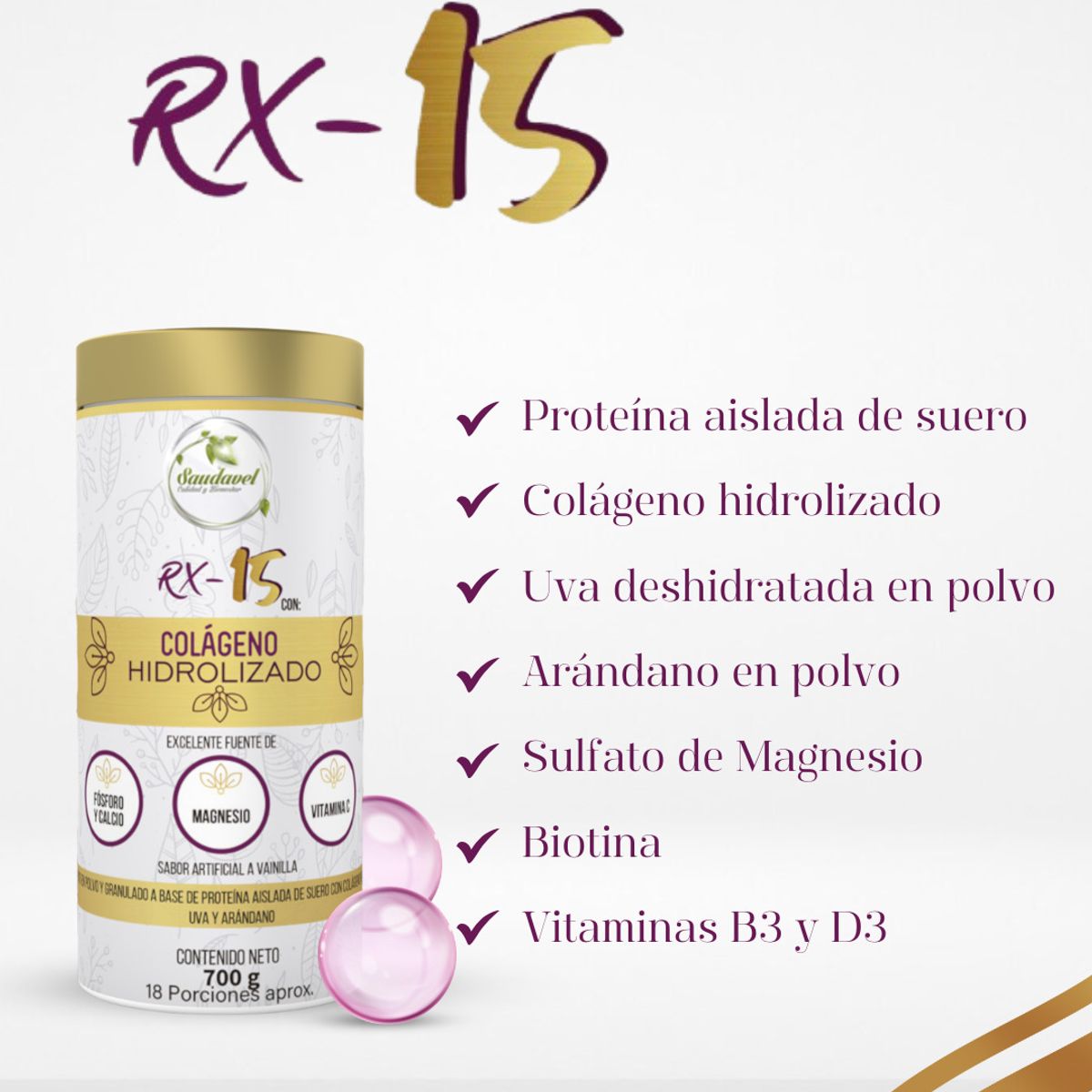 GENERICO - Colágeno Hidrolizado Rx-15 Saudavel X 1u