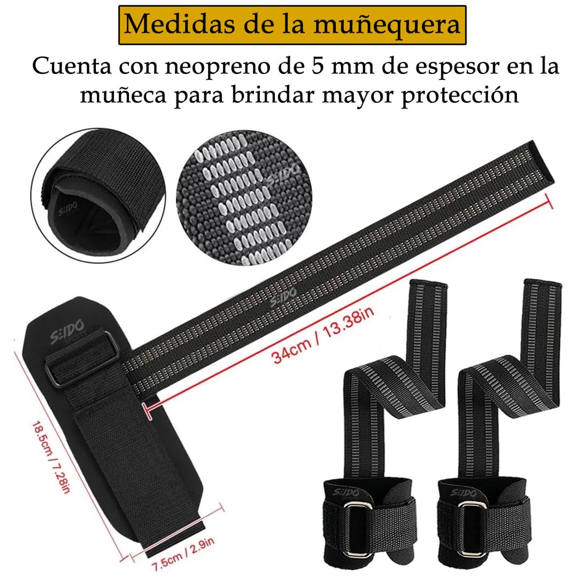 GENERICO - Vendas Straps X 2 Correas Levantamiento Pesas Crossfit Gym