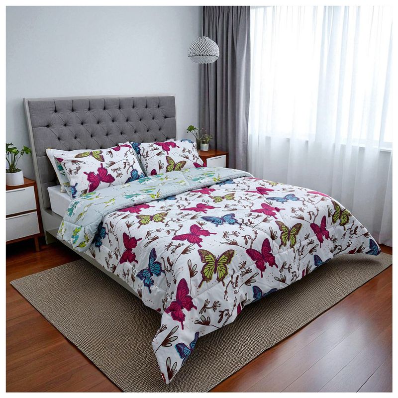HOGARETO - Edredon Doble Faz Primaveral Cama Doble 140x190cm-Hogareto