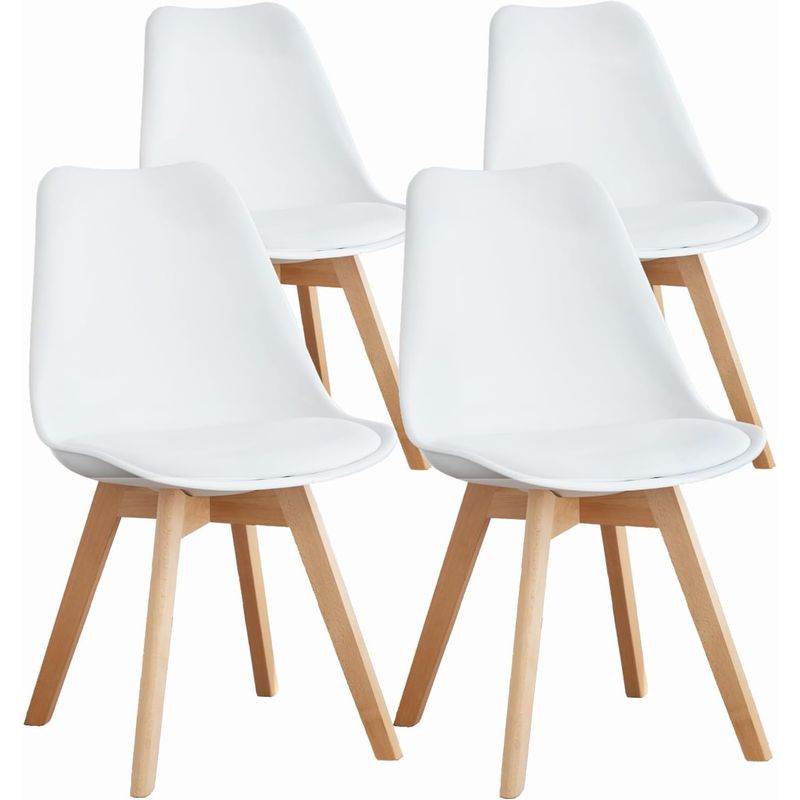 GENERICO - Set X4 Sillas Tapizadas Color Blanco
