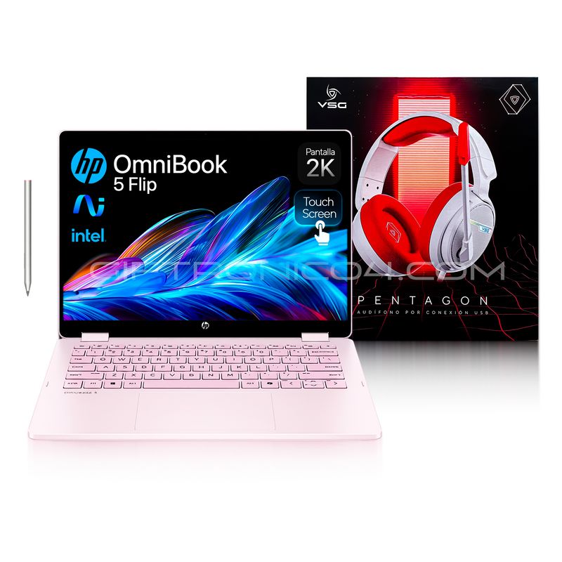 HP - Portatil HP Omnibook 5 Flip - 2 en 1 - Táctil - Pantalla 14″ 2K - Core i5-120u - 16GB RAM - 512GB SSD