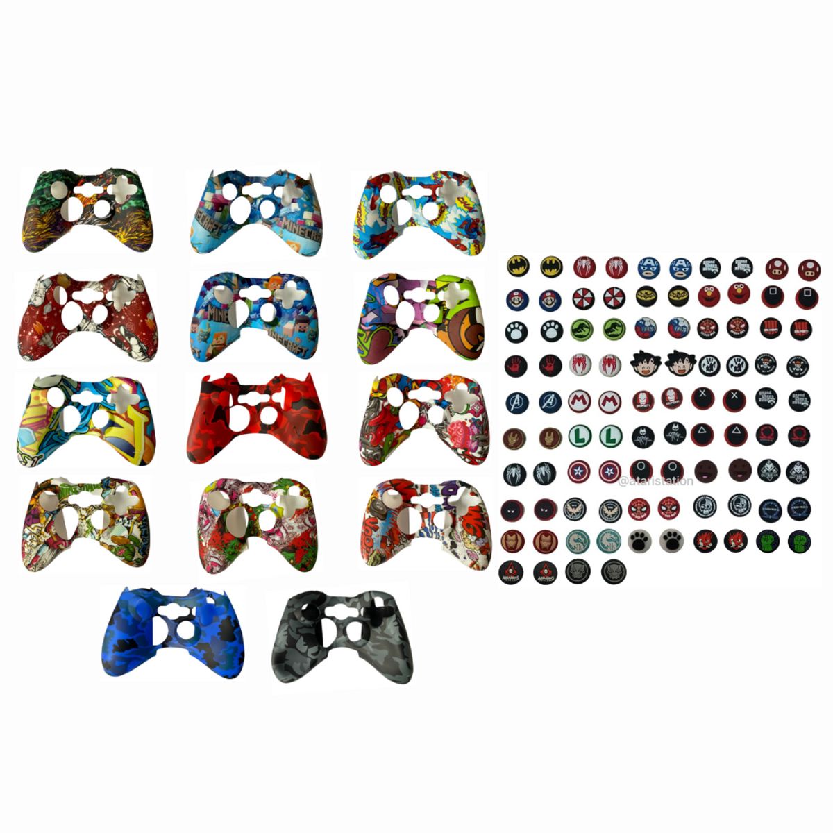 GENERICO - Silicona Protectora Diseño + 2 Grips Compatible Control Xbox 360