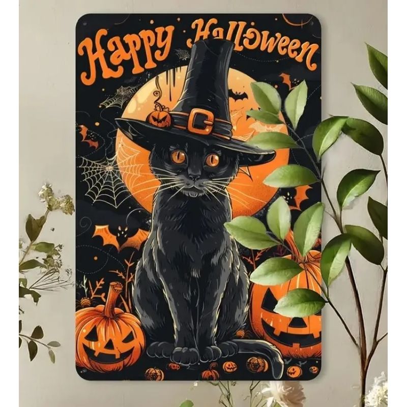 USA - Aviso Metal Retro Vintage Antiguo Pintado Lamina Halloween