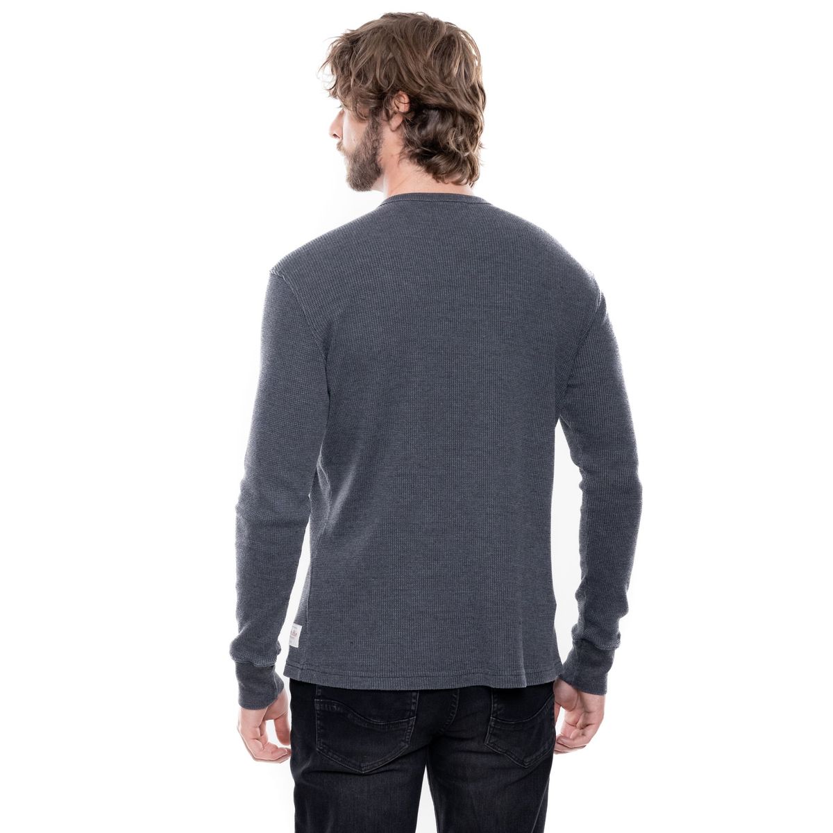 COLOR BLUE - Camiseta Manga Larga En Tela Galleta