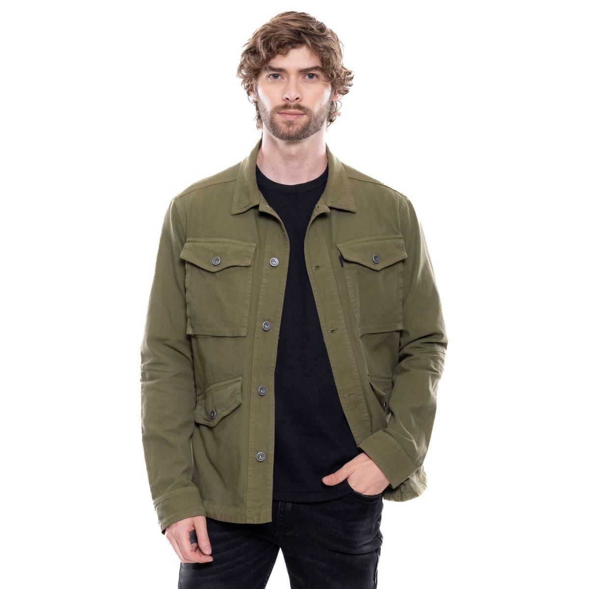 COLOR BLUE - Chaqueta Tipo Cargo En Dril