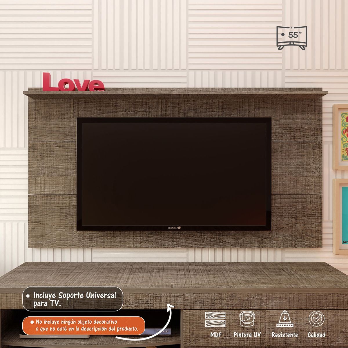 BERTOLINI - Panel para TV Moderno de 180 x 98 x 15 cm para Televisores de Hasta 55 Pulgadas, Bertolini