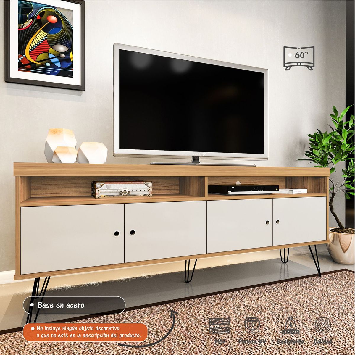 BERTOLINI - Mueble de Televisión Moderno de 160 x 63 x 33 cm  para Televisores de Hasta 60 Pulgadas, Negro Bertolini