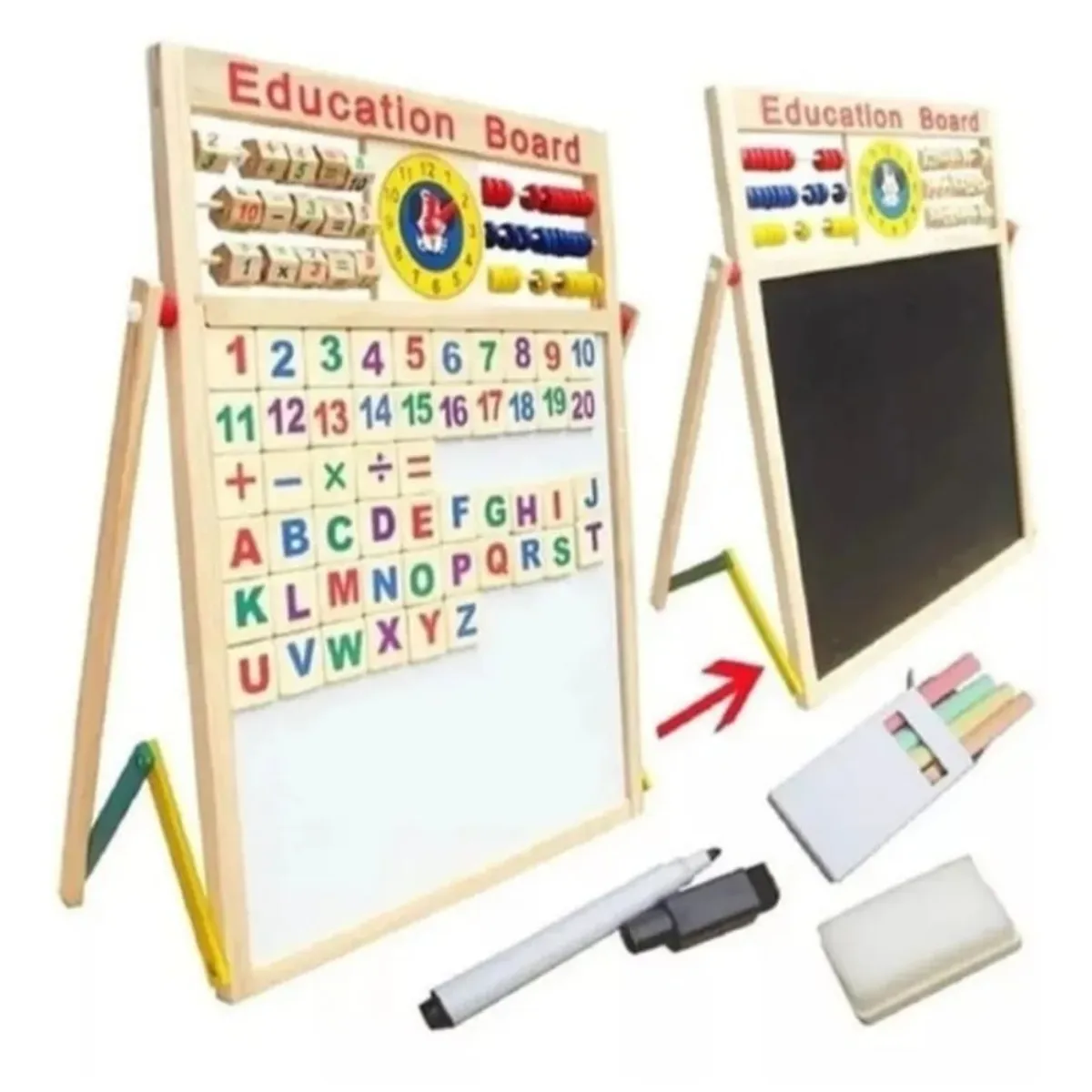 GENERICO - Tablero Didactico 2 En1 Doble Cara Fichas Magneticas.