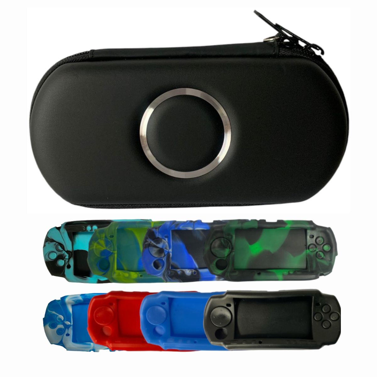 GENERICO - Estuche Protector Negro + Silicona Compatible Psp 2000/ 3000