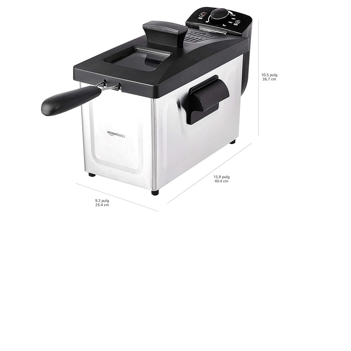 AMAZON - Freidora Eléctrica De 3 Litros Acero Inoxidabl Amazon Basics Negro Y Plata