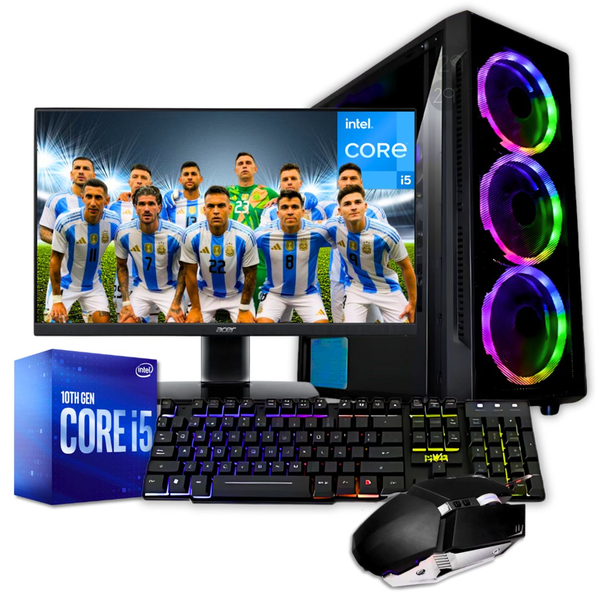 INTEL - Pc Torre Gamer Cpu Intel Core I5 10400T 16GB Ram 512GB Ssd Gt 1030 2gb Led 22FHD