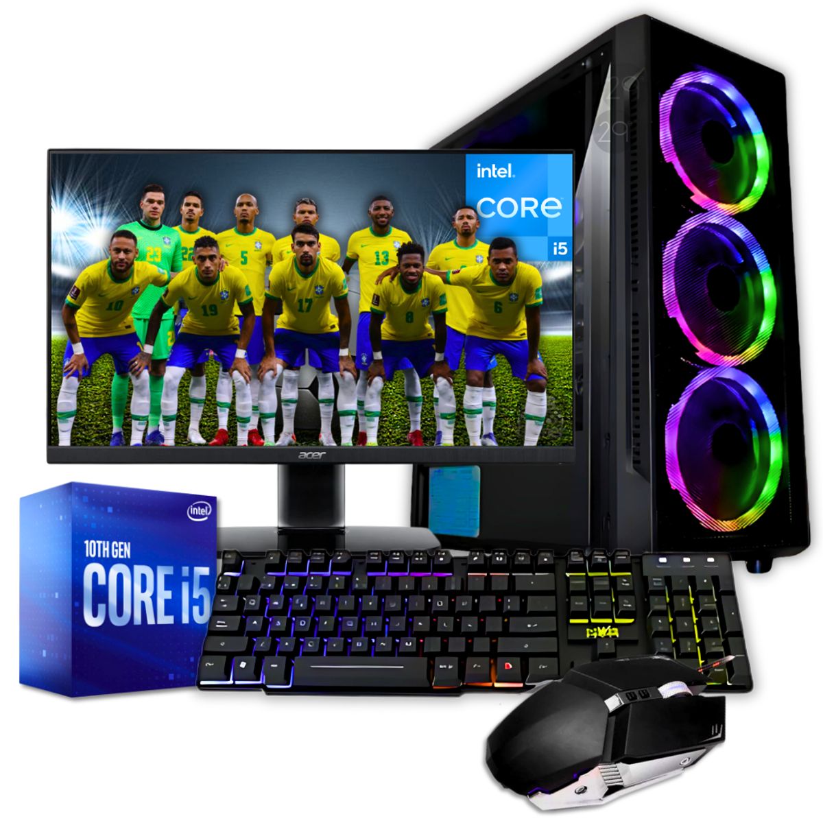 INTEL - Pc Torre Gamer Cpu Intel Core I5 10400T 16GB Ram 2TB Ssd Gt 1030 2gb Led 22FHD