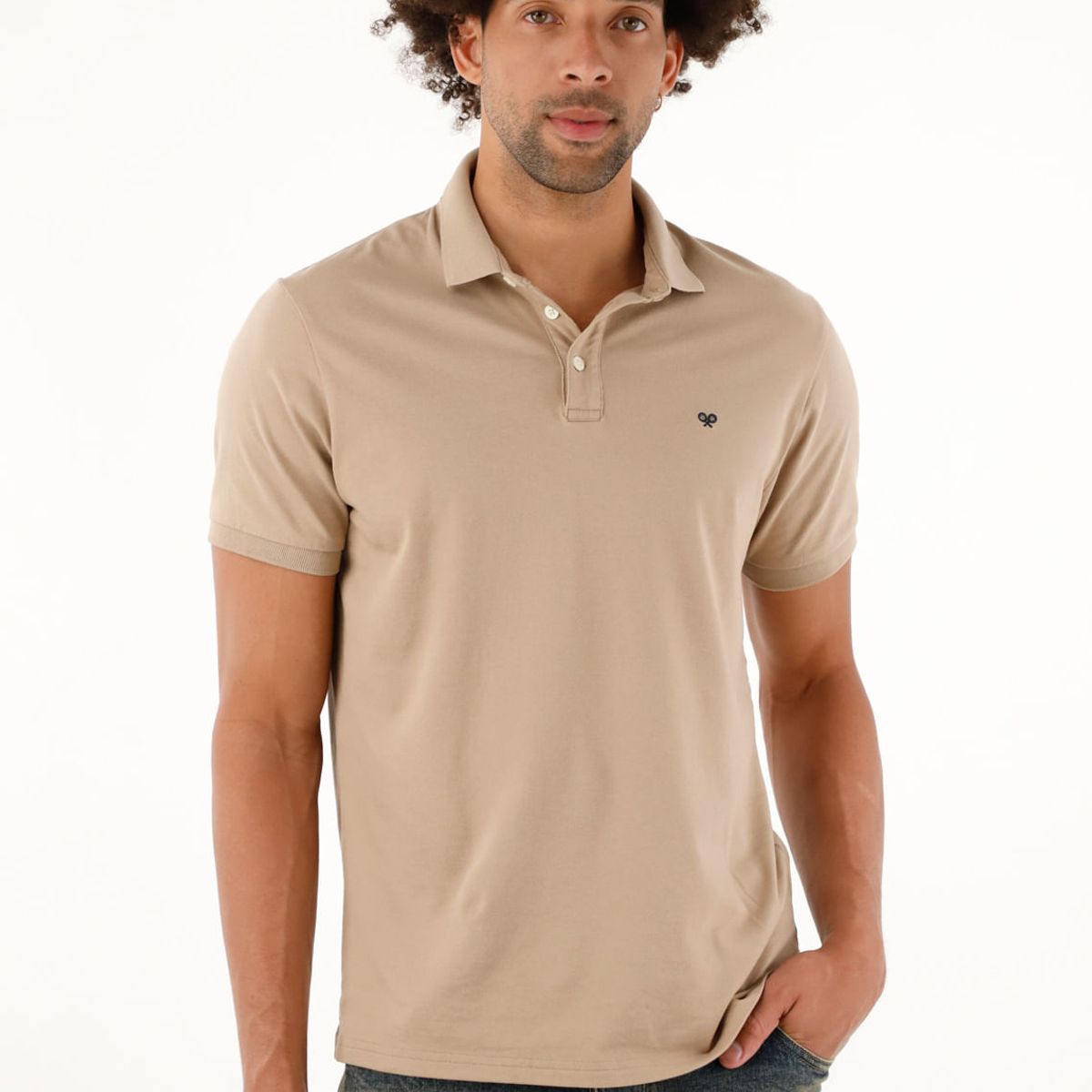 TENNIS - Polo café licrada para hombre