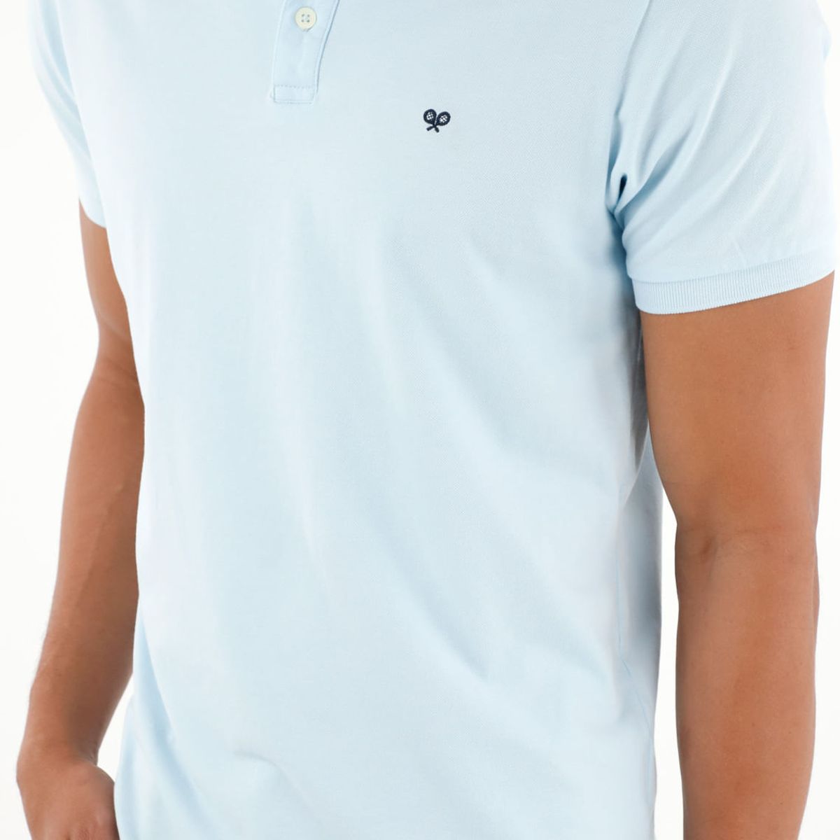 TENNIS - Polo azul con raqueta bordada para hombre