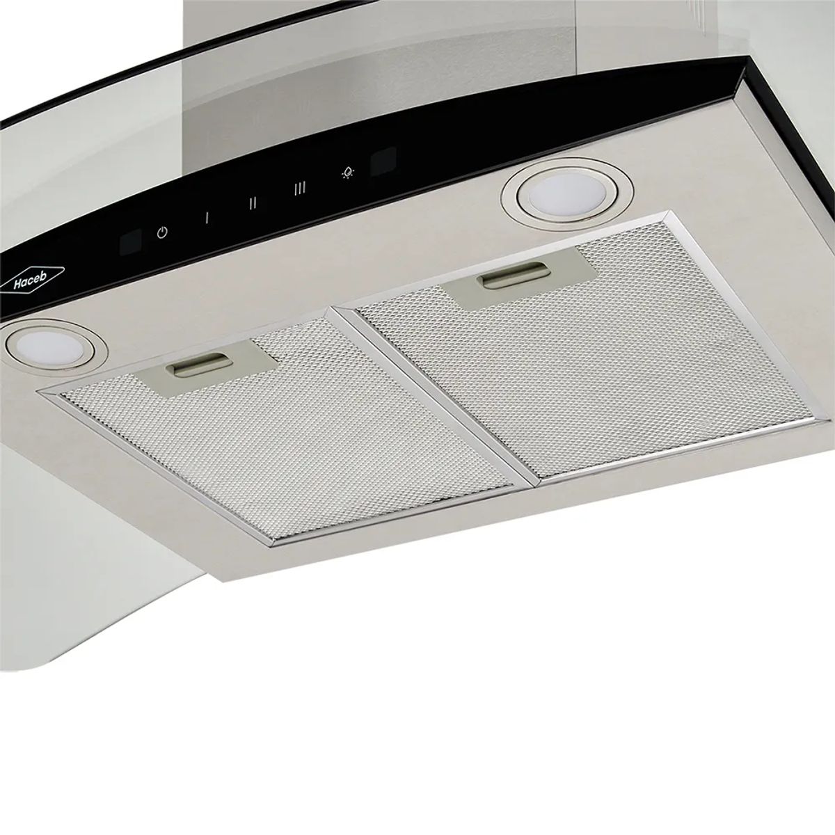 HACEB - Campana península vidrio inox-negro de 90cm con 3 velocidades