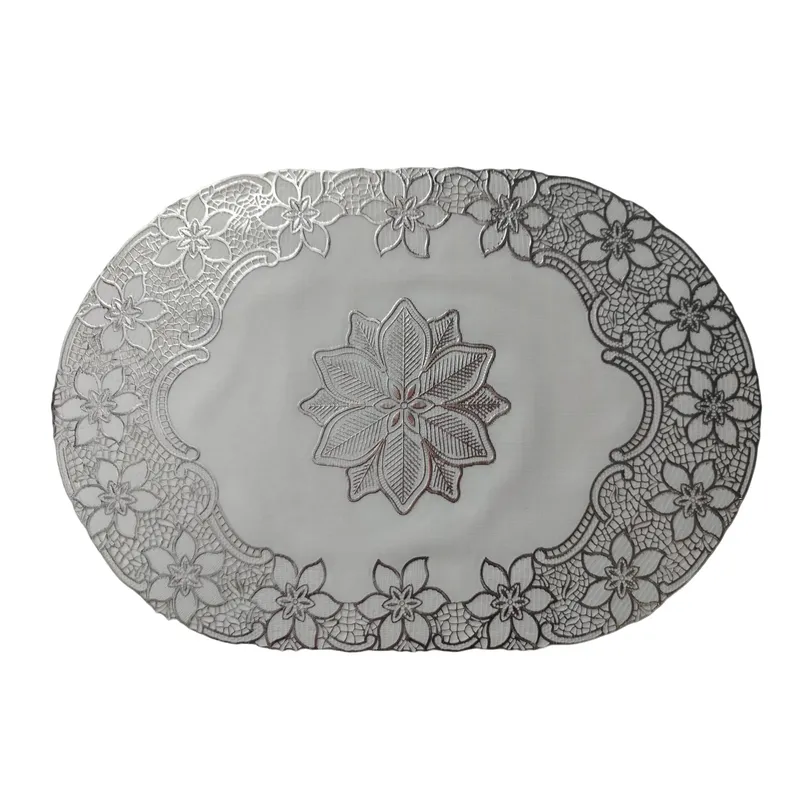 DISTRIONLINE - Individual carpeta lujo PUNTA REDONDA SET X4 plateado