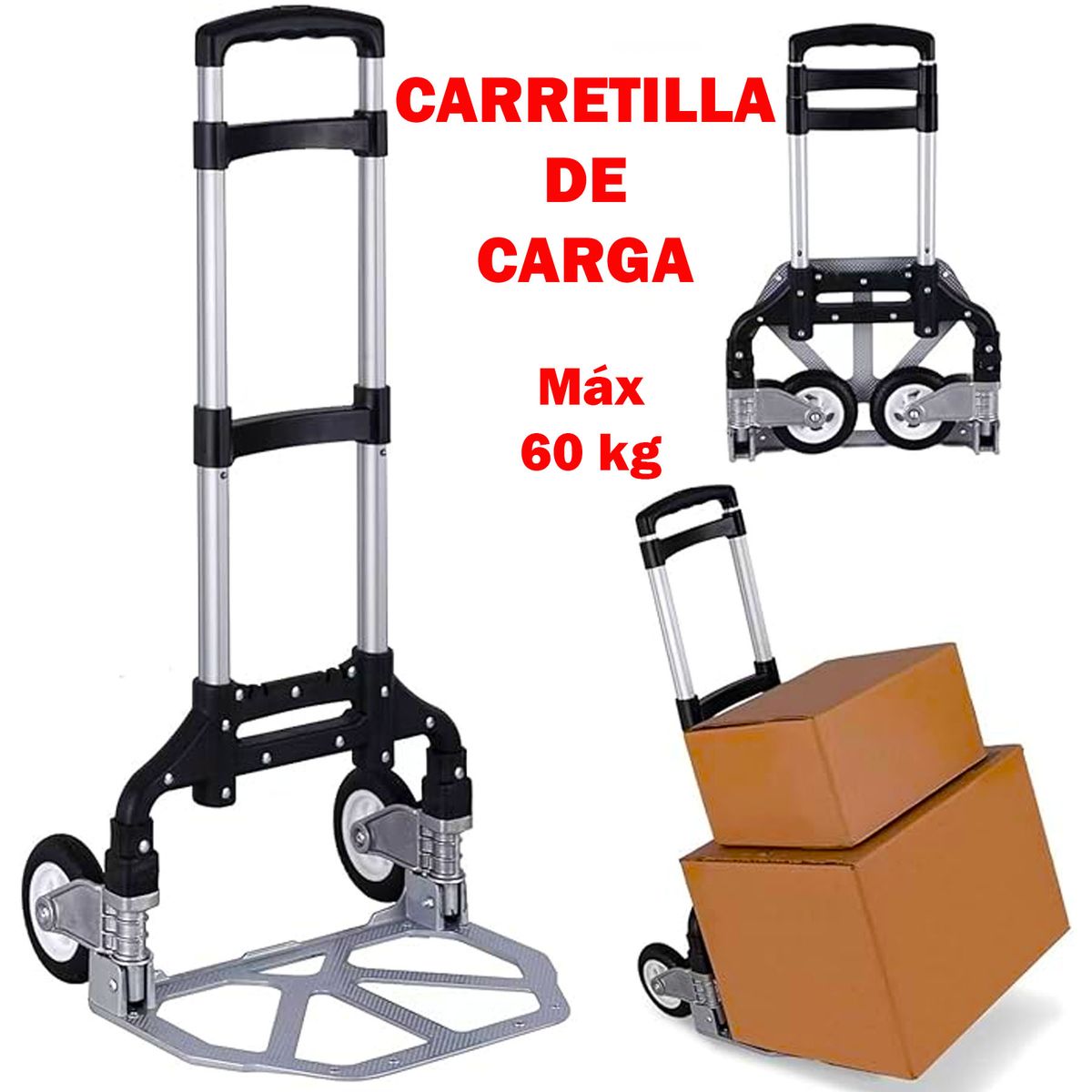 ONE PIXEL - Carretilla Plegable Con Ruedas Ergonomica Para Transportar Mercancía