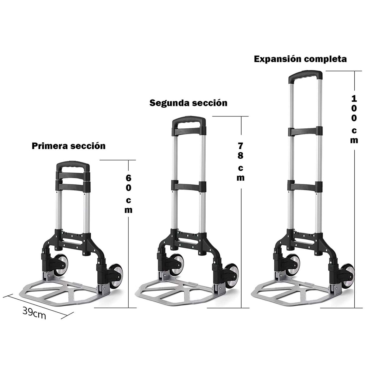 ONE PIXEL - Carretilla Plegable Con Ruedas Ergonomica Para Transportar Mercancía