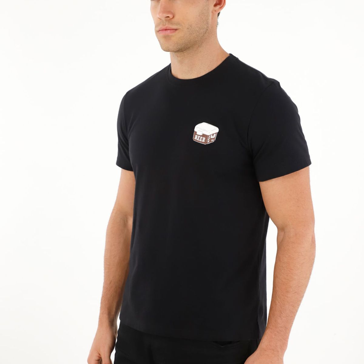 TENNIS - Camiseta negra Regular fit estampada para hombre