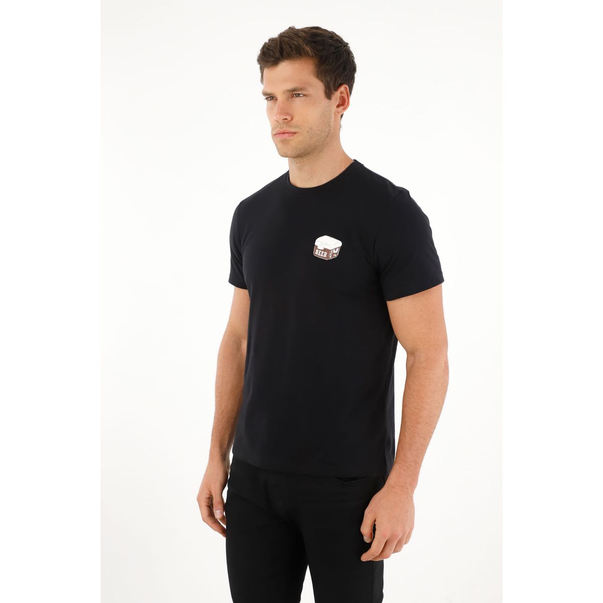 TENNIS - Camiseta negra Regular fit estampada para hombre