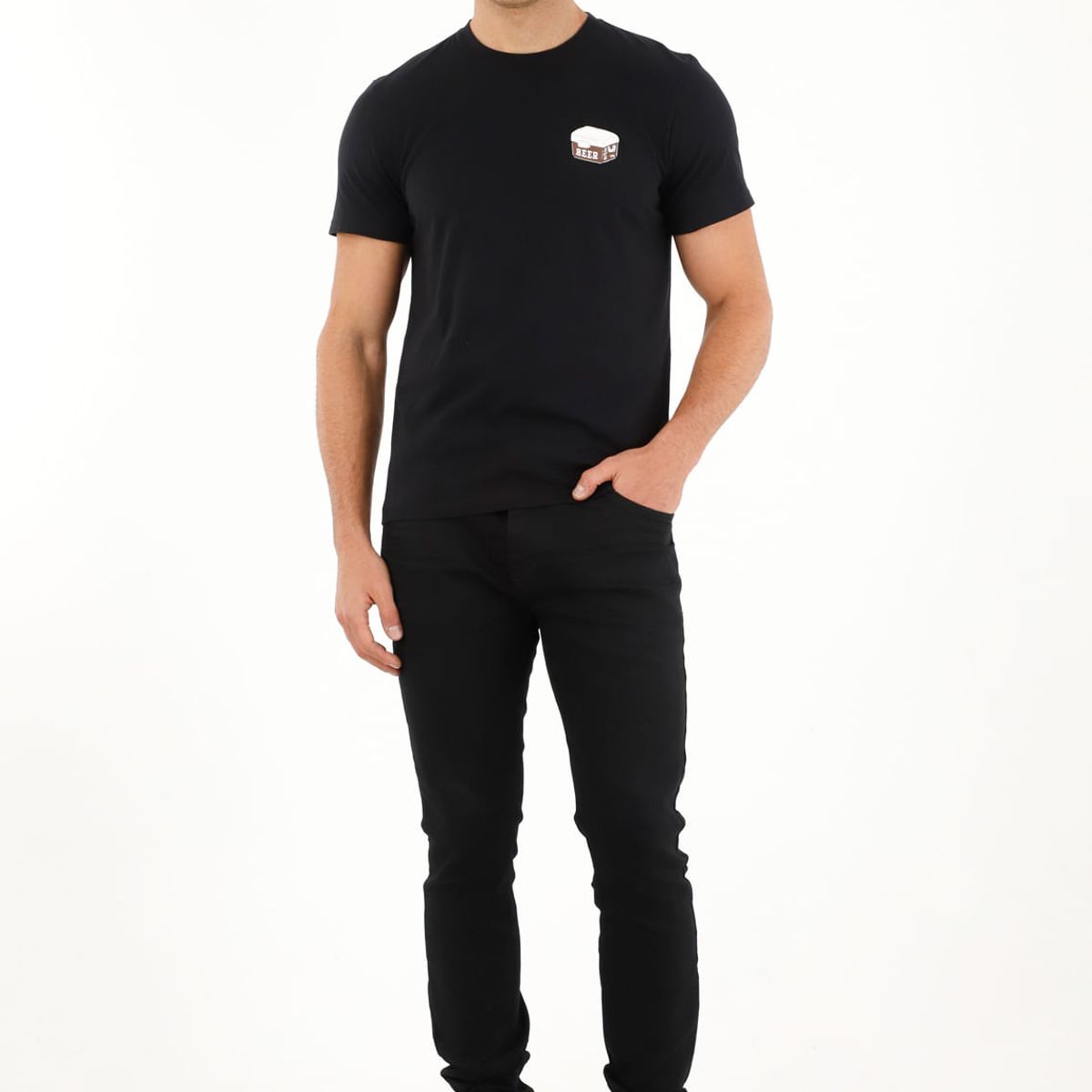 TENNIS - Camiseta negra Regular fit estampada para hombre